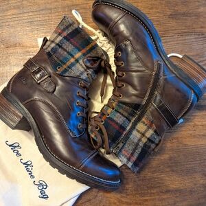 Taos Crave Plaid Chocolate Brown Boots size 41 (us 10) new